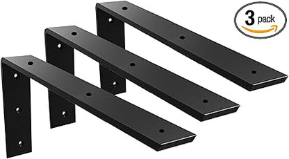 Countertop Support Bracket 3 Pack 16 inch Heavy Duty 38" Thick Black Granite Countertop Bracket 16"x6"x2.5" Shelf L Bracket Mantel Corbels for QuartzGraniteWoodConcretLaminate Countertops