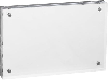 PATIKIL Floating Photo Frame, 4" x 6" Desktop Frameless Picture Frame Double Sided Acrylic Magnetic Display Frame for Family Travel Party Photo Souvenirs Artwork, Clear
