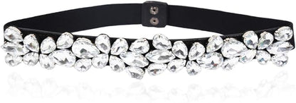 Women Rhinestone Belt Crystal Sparkly Elastic Thin Belts for dressy Lady