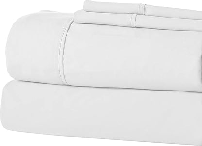 Modern Threads Soft Microfiber Solid Sheets - Luxurious Microfiber Bed Sheets - Includes Flat Sheet, Fitted Sheet with Deep Pockets,  Pillowcases White Queen