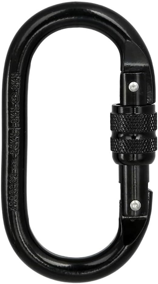 1 Pack Heavy Duty Carabiner Clip Carabiner Hook, O Shape, Black
