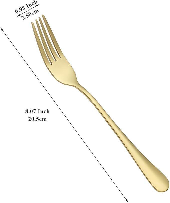 Gold Dinner Forks 12 Pieces, Stainless Steel Titanium Gold Plating Table Forks for Home, Restaurant, Wedding, Parties, Events, Daily Use