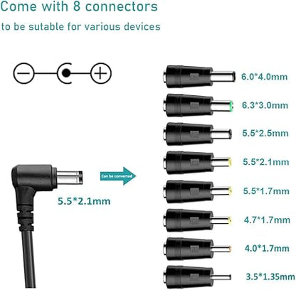 12V DC Car Charger for Portable DVD Player, Universal Car Cigarette Lighter Power Cord with 8 Connectors, Compatible with DBPOWER, RCA, APEMAN, Sylvania DVD Player, Spectra S1 S2 Pumps, Carplay Screen