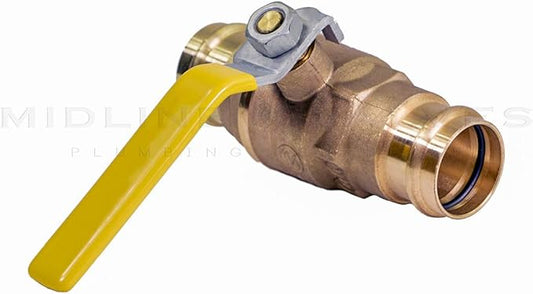 Midline Valve 532VLV034 Double-O-Ring Press Ball Valve, with 34 in. Connections, Brass