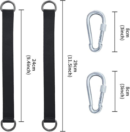 1 PCS Black Tree Swing Straps Hanging Kit with 2 Heavy Duty Carabiners (Stainless Steel), Tree Swing Hanging Kit for Swing Seat, Plank, Camping Hammock, Holds 2200 LBS