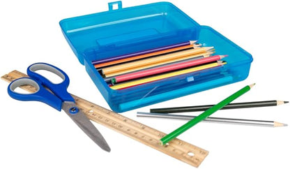 Craft County  Transparent Pencil Box  Colored Utility Box Storage Office Supplies Organizer  Clear