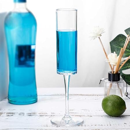 Teensery Clear Acrylic Champagne Flute Unbreakable Wine Toasting Goblet Plastic Tall Stemmed Champagne Glass Reusable Cocktail Cup for Wedding Birthday Party Anniversary, 1 Piece (Straight Style)