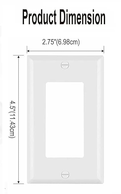 (1 Pcs) 15 Amp Decorator Receptacle Duplex Electrical Wall Outlet White Plate Cover, Size 1-Gang 2.75"x4.50", Unbreakable Polycarbonate Thermoplastic, Electric Receptacle Plug Covers, Contractor Pack