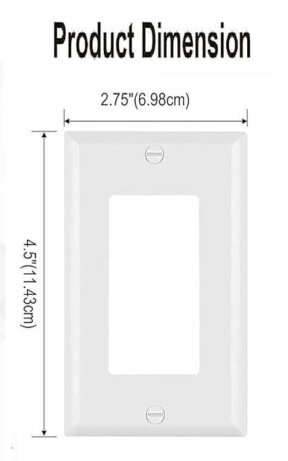 (1 Pcs) 15 Amp Decorator Receptacle Duplex Electrical Wall Outlet White Plate Cover, Size 1-Gang 2.75"x4.50", Unbreakable Polycarbonate Thermoplastic, Electric Receptacle Plug Covers, Contractor Pack