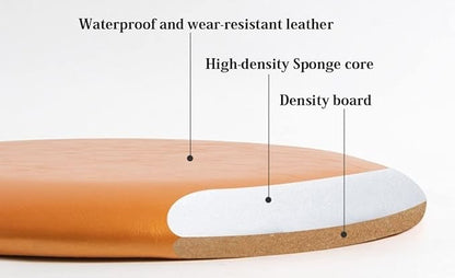 Waterproof Round Chair Cushion, Round Dining Chairs Seat Cushion PU Leather Cushion, Indoor and Outdoor Round Chair Pad Non-slip Soft Pad