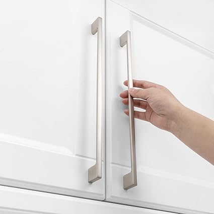 KOOFIZO Wide Foot Cabinet Bar Pull - Brushed Nickel Modern Solid Handle, 11.3 Inch288mm Screw Spacing, 1-Piece for Kitchen Cupboard Door, Bedroom Dresser Drawer, Bathroom Wardrobe Hardware