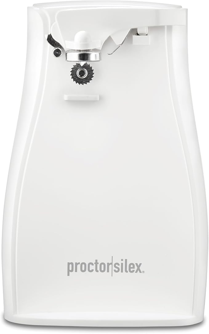 Proctor Silex Power Electric Automatic Can Opener for Kitchen with Knife Sharpener, Twist-off Easy-Clean Lever, Cord Storage, White (75224PS), (Lever Not Included)