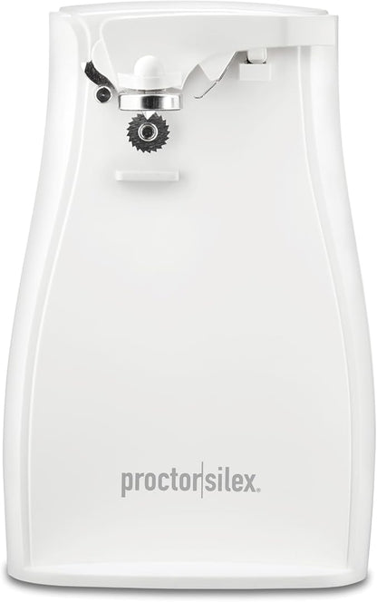 Proctor Silex Power Electric Automatic Can Opener for Kitchen with Knife Sharpener, Twist-off Easy-Clean Lever, Cord Storage, White (75224PS), (Lever Not Included)