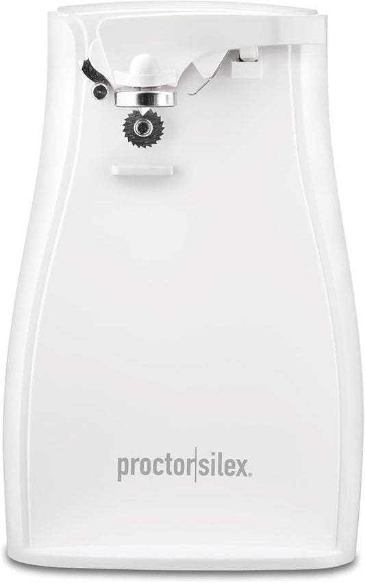 Proctor Silex Power Electric Automatic Can Opener for Kitchen with Knife Sharpener, Twist-off Easy-Clean Lever, Cord Storage, White (75224PS), (Lever Not Included)