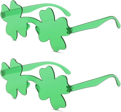 2 Pack St. Patrick's Day Sunglasses for Women Men Green Shamrock Glasses St Patrick Costume Accessories