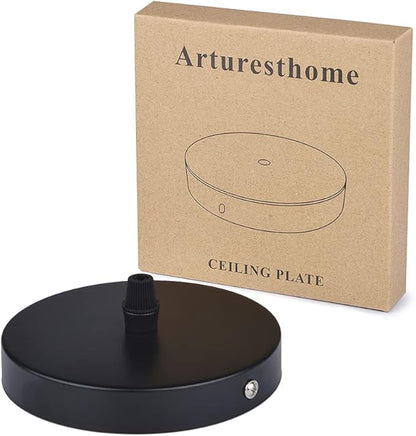 Arturesthome 4.7" Black Ceiling Canopy Light Kit Rewind Single Hole with Hardware,Ceiling Plate for Pendant Lighting or Chandelier,Easier to Install Than Standard Canopies