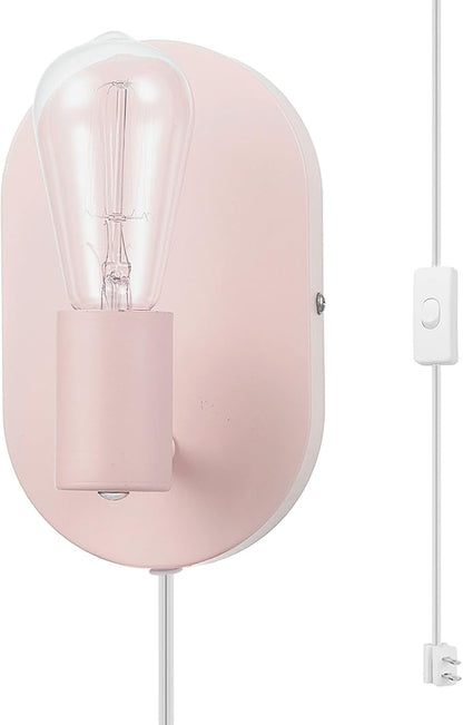 GLOBE Electric 52102 Kiel 1-Light Plug-in or Hardwire Wall Sconce, Matte Pink, Bulb Not Included
