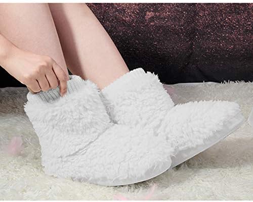 MIXIN Women's Comfort Warm Faux Fleece Fuzzy Ankle Bootie Slippers Plush Lining Slip-on House Shoes Anti-Slip Sole Indoor/Outdoor