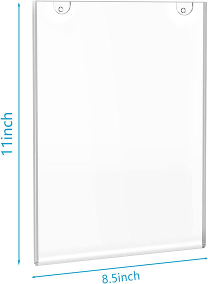 Acrylic Sign Holder 8.5x11 Vertical, Wall Mount Acrylic Sign Holder and Plastic Paper Display Ad Frame for Restaurants, Office, Market, Library, Store, 3 Pcs