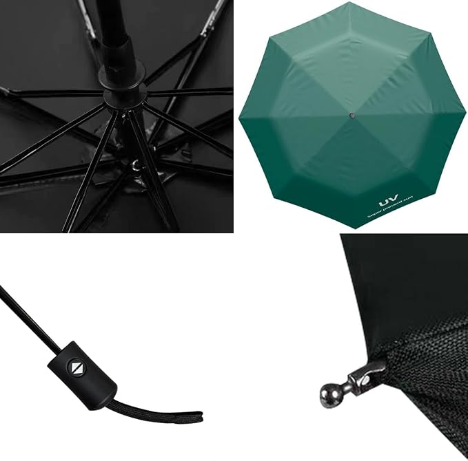 Umbrella for Rain and Sun, Windproof Travel Size Compact Folding Umbrella with Ergonomic Handle for Daily Commute and Outdoor