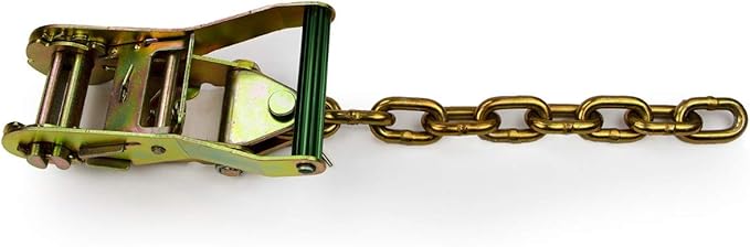 VULCAN Ratchet Buckle - 2 Inch Wide Handle with Chain Tail - 4 Pack - 3,300 Pound Safe Working Load