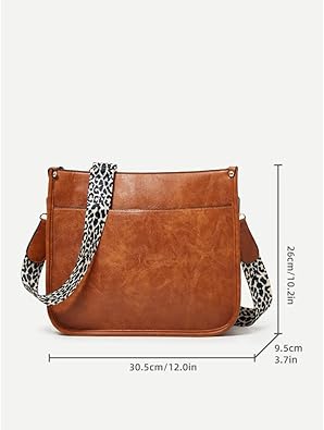 Large Capacity Shoulder Bag for Women, Hobo Bag Crossbody Leopard Strap Purse