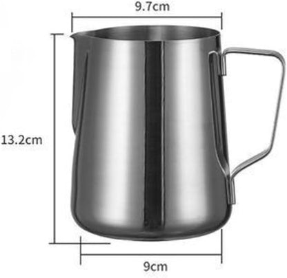Milk Frothing Pitcher, Stainless Steel Milk Frothing Jug Silver Frother Coffee Latte Container Metal Pitcher Barista Cup Accessories Pot