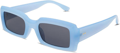 Trendy Rectangle Sunglasses for Women Men Vintage 90's Square Shades Thick Frame Nude Sunnies Sunglasses AR82002
