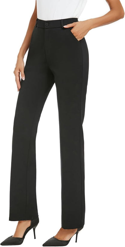 iChosy Women's Stretch Straight Leg Dress Pants with Pockets
