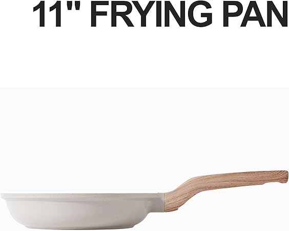 Caannasweis Nonstick Granite Frying Pan Skillet, Non Stick Omelette Fry Pans, Omelet Egg Pan, Stone Cookware Chef's Pan, Induction Compatible, PFOA Free (Beige, 11 Inch)