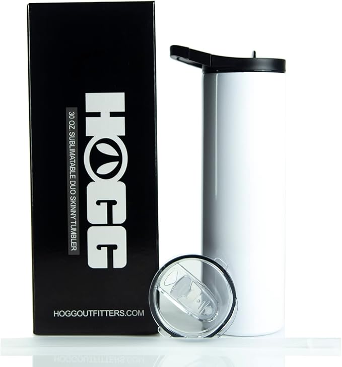 Hogg 30oz Double Wall Vacuum Insulated Stainless Steel Tumbler (25 Units) - 2 Lids, Hydro Sport Lid, Customizable for Sublimation