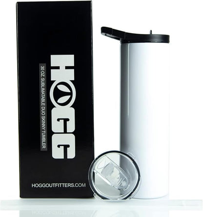 Hogg 30oz Double Wall Vacuum Insulated Stainless Steel Tumbler (25 Units) - 2 Lids, Hydro Sport Lid, Customizable for Sublimation
