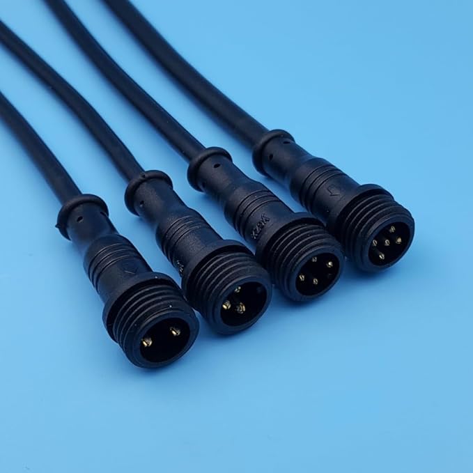 10Pairs Black Small Size DC/2/3/4/5 Pin 20cm Waterproof IP65 Male and Female LED Strip Cable Wire Connector - (Color: 10Pairs 2Pin Cable)