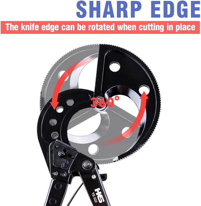 HKS Ratchet Cable Wire Cutter Heavy Duty for Cutting Electrical Aluminum Copper and Multi-core Cables up to 400mm²