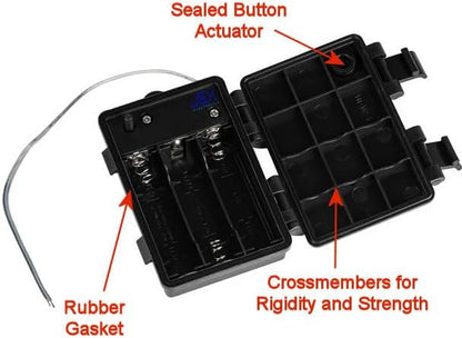 Waterproof Three or 3Xtriple AA Battery Holder 3.6V4.5V with Power Switch Timer and Bare Cable Ends