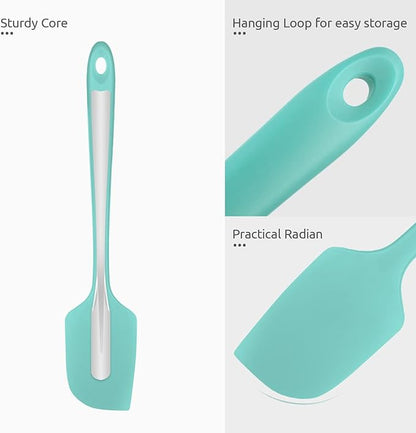 Heat Resistant Silicone Large Spatula: U-Taste 600oF High Heat Flexible 11.38in Silicon Mixing Stirring Cooking Scraping Baking Bowl Scraper Seamless Spreader for Kitchen Nonstick Cookware (Aqua Sky)