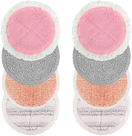 Electric Mop Pads 6.5 inch: G700  P700 Pink Spin Mop Replacement Pads Cordless Electric Mops for Floor Cleaning Scrubber Microfiber Round Scrub 8 Pack