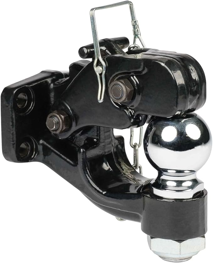 Mytee Products Pintle Hitch with 2-5/16-Inch Trailer Ball, 8 Ton Combination Hitch with Mounting Kit | Bolt On Adjustable Pintle Hook Ball Combo - Powder-Coated, Heavy-Duty