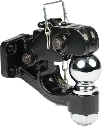 Mytee Products Pintle Hitch with 2-5/16-Inch Trailer Ball, 8 Ton Combination Hitch with Mounting Kit | Bolt On Adjustable Pintle Hook Ball Combo - Powder-Coated, Heavy-Duty