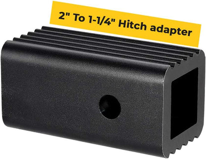 BougeRV 2 inches to 1-1/4 inches Trailer Hitch Adapter 2" to 1.25" Hitch Adapter Insert Sleeve Receiver Converter, Making Bike Rack and Cargo Carrier Fits Rear Trailer Hitch, Fits 1/2“ Hitch Lock Pin
