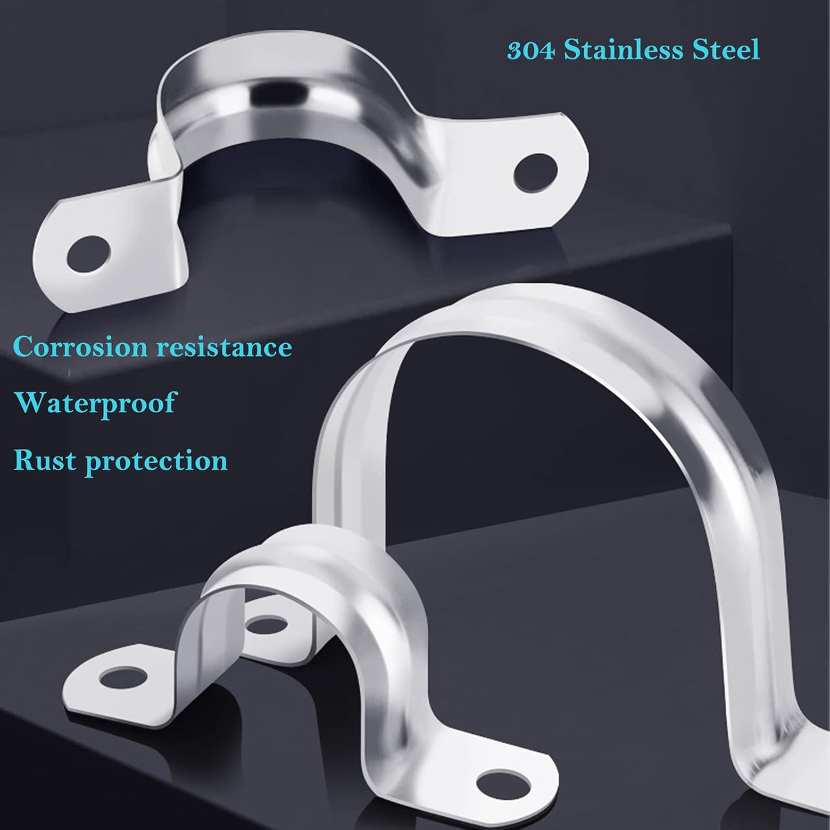 AKIHISA 8 Pcs U Tube Pipe Clamp 304 Stainless Steel U Bracket Pipe Strap Clamp ID 5/8Inch(16mm)