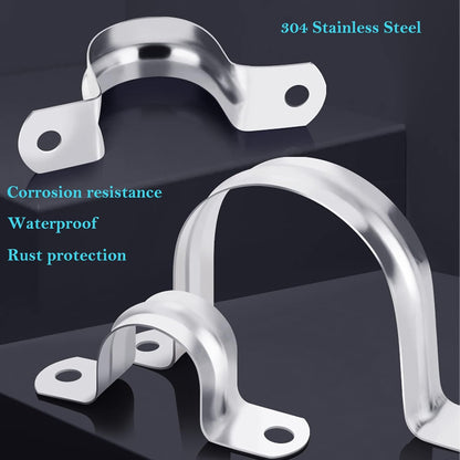 AKIHISA 8 Pcs U Tube Pipe Clamp 304 Stainless Steel U Bracket Pipe Strap Clamp ID 5/8Inch(16mm)