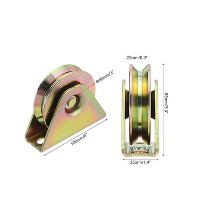 PATIKIL 3" V Groove Caster, V-Type Groove Wheel V Groove Pulley Sliding Gate Wheels for Driveway Gate Industrial Machines V Track Rail, Loading Capacity 772 Lbs
