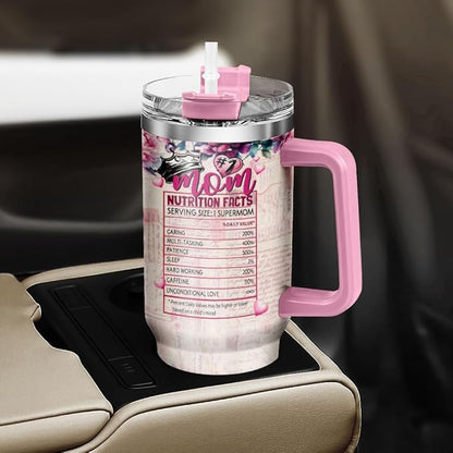 To Rose Handle Parade For Steel Flower Mommy Eleven Momma Mama Funny, Mom Gifts, Mom Life Messy Bun Floral Nutrition Facts, Tumbler 40 Oz With Handle Lid And Straw