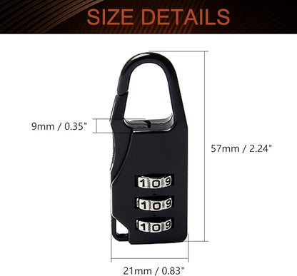 MroMax 3 Digit Combinations Padlock The Safe Cipher Lock Mini Zinc Alloy Resettable Code Lock, Black Locks (1 Pack)