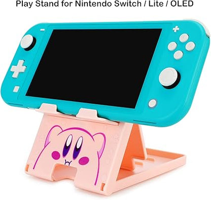 Tscope Cute Switch Stand for Nintendo, Pink Kawaii Anime Switch Lite Holder Bracket, Adjustable Foldable Portable Compact Play Stand for Switch OLED