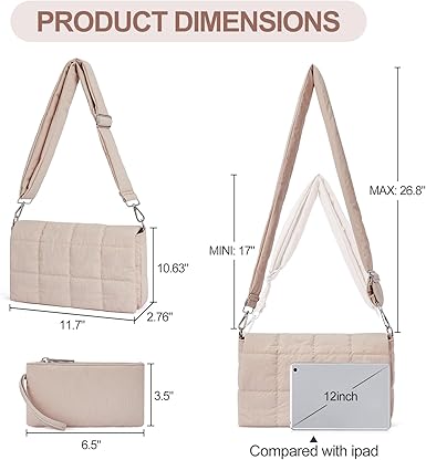 CLUCI Puffer Shoulder Bag Bundles with Quilted Backpack