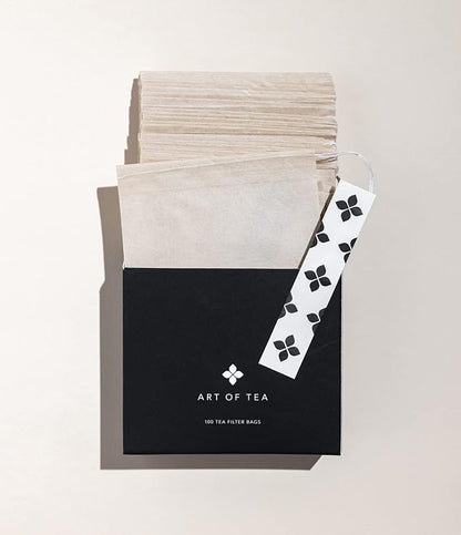 Art of Tea  Filter Bags 4" by 3.5" Single Use  100 Count  Works With Coffee or Tea