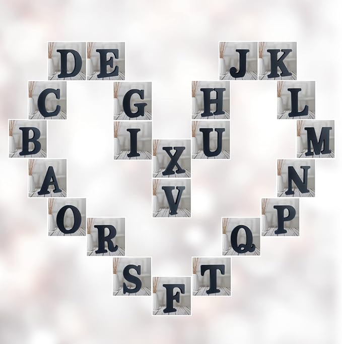 AOCEAN 6 inch Black Wood Letters Unfinished Wood Letters for Wall Decor Decorative Standing Letters Slices Sign Board Decoration for Craft Home Party Projects (E)