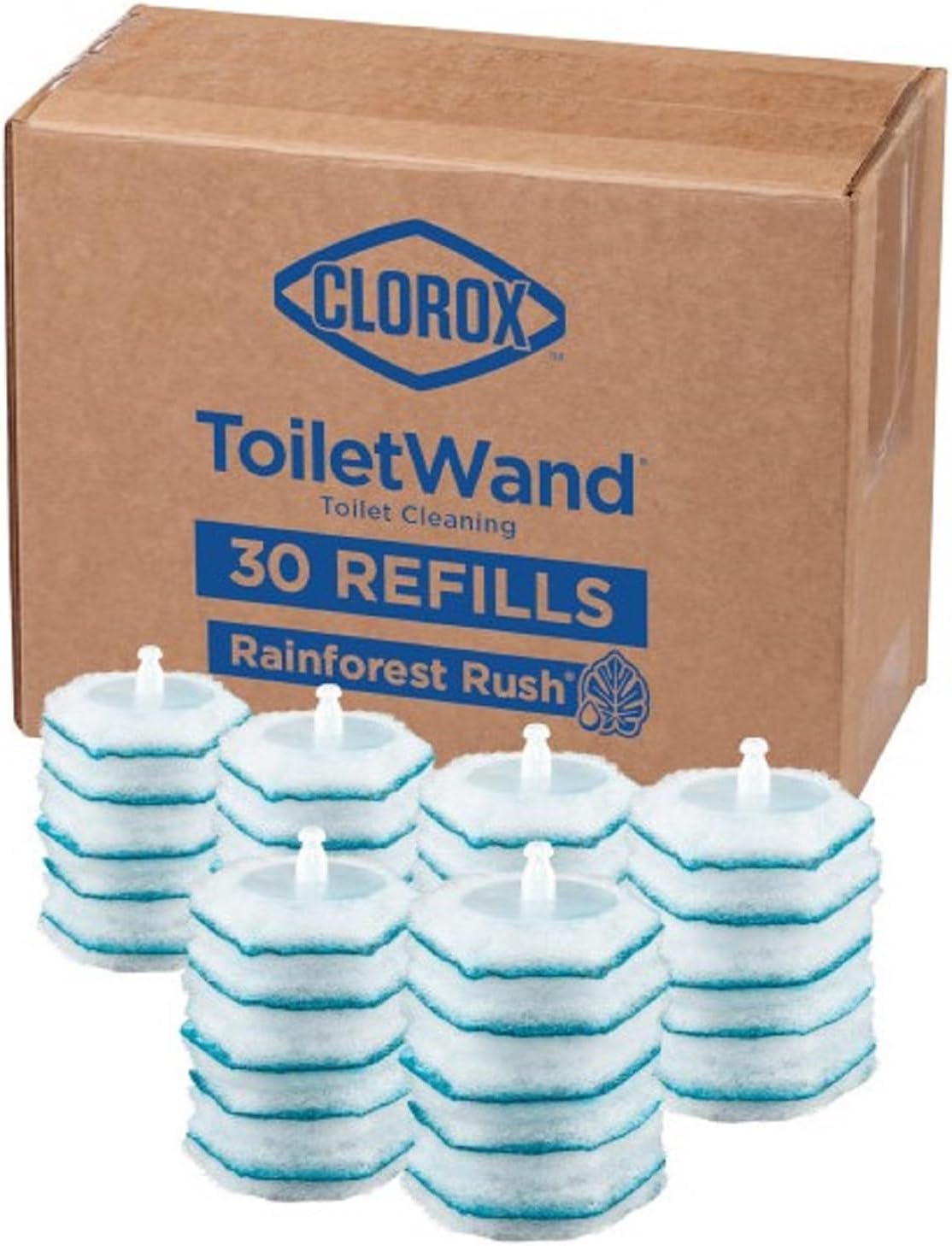 Clorox ToiletWand Toilet Cleaning Refills, Spring Cleaning Essential, Disinfecting Scrubbing Pads, Rainforest Rush, 10 Count